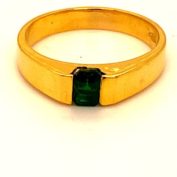 Emerald .50ct Solid 18K Yellow Gold Ring - Picture 1 of 7